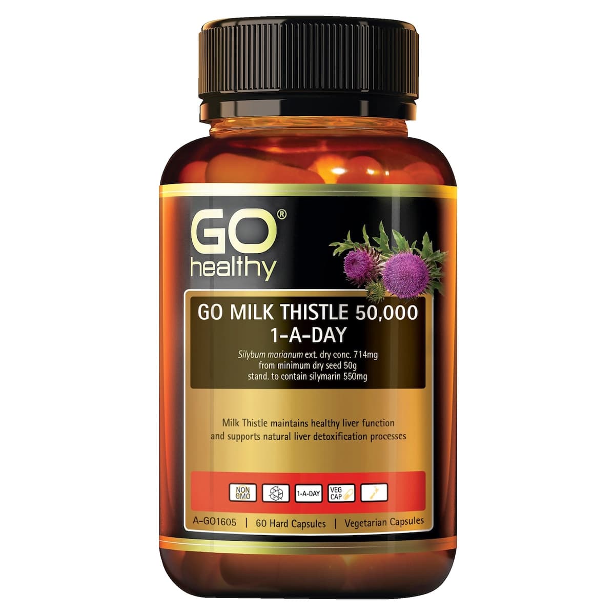 Thumbnail GO Healthy Milk Thistle 50000 1-A-Day 60 Vege Capsules