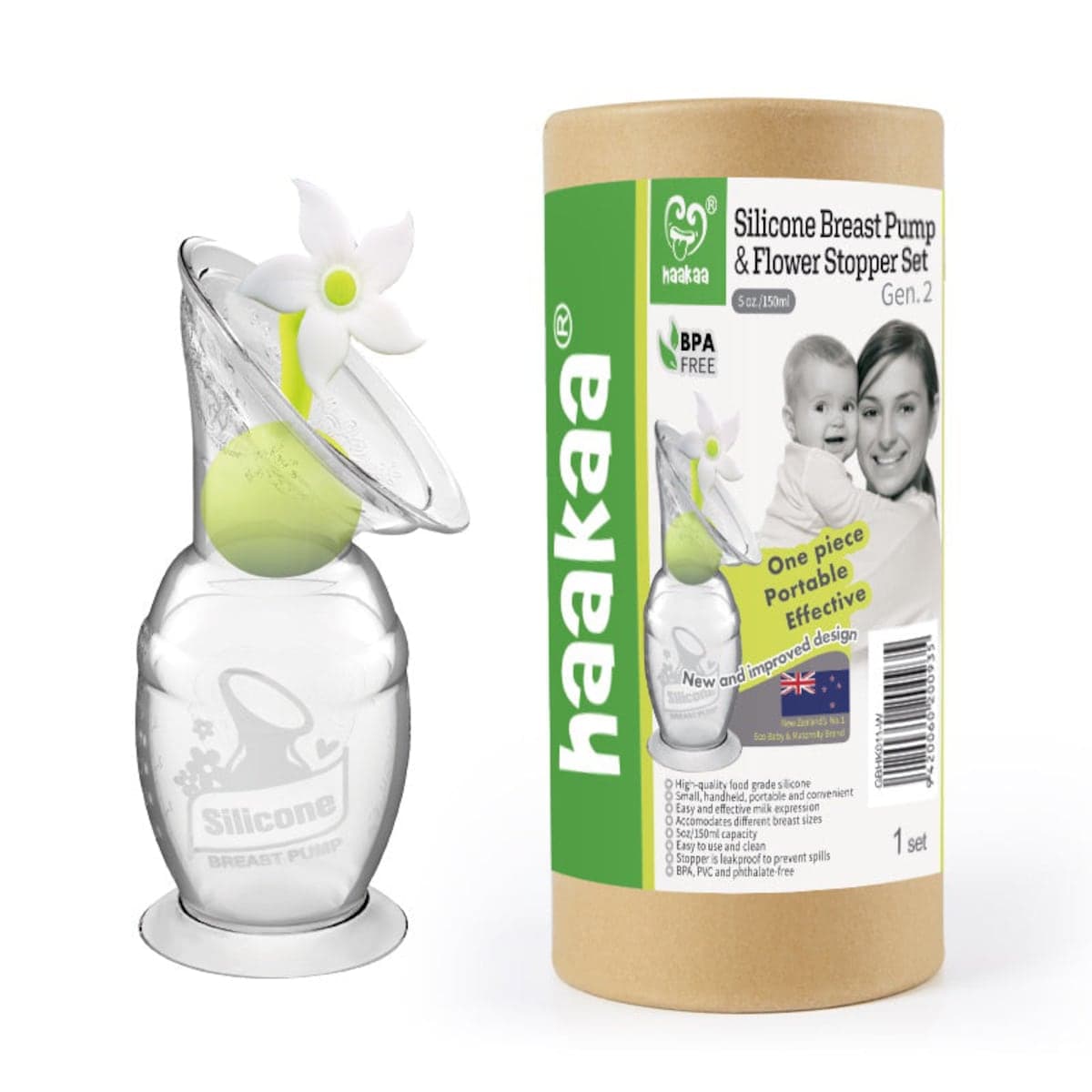 Thumbnail Haakaa Silicone Breast Pump and White Flower Stopper Set 150ml