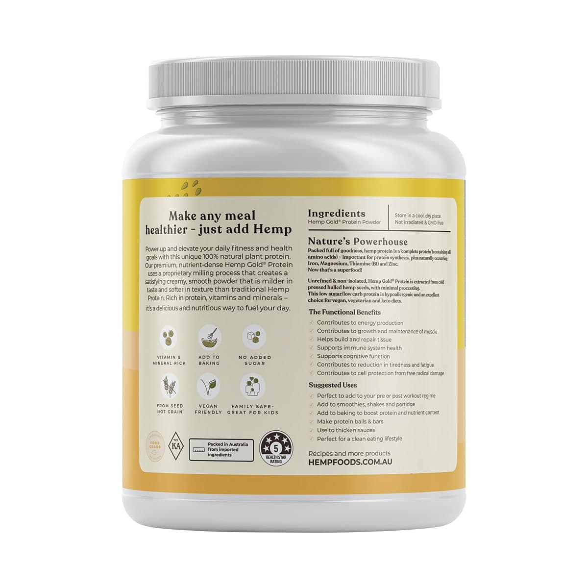 Thumbnail Hemp Foods Australia Organic Hemp Gold Protein Powder 1.5Kg