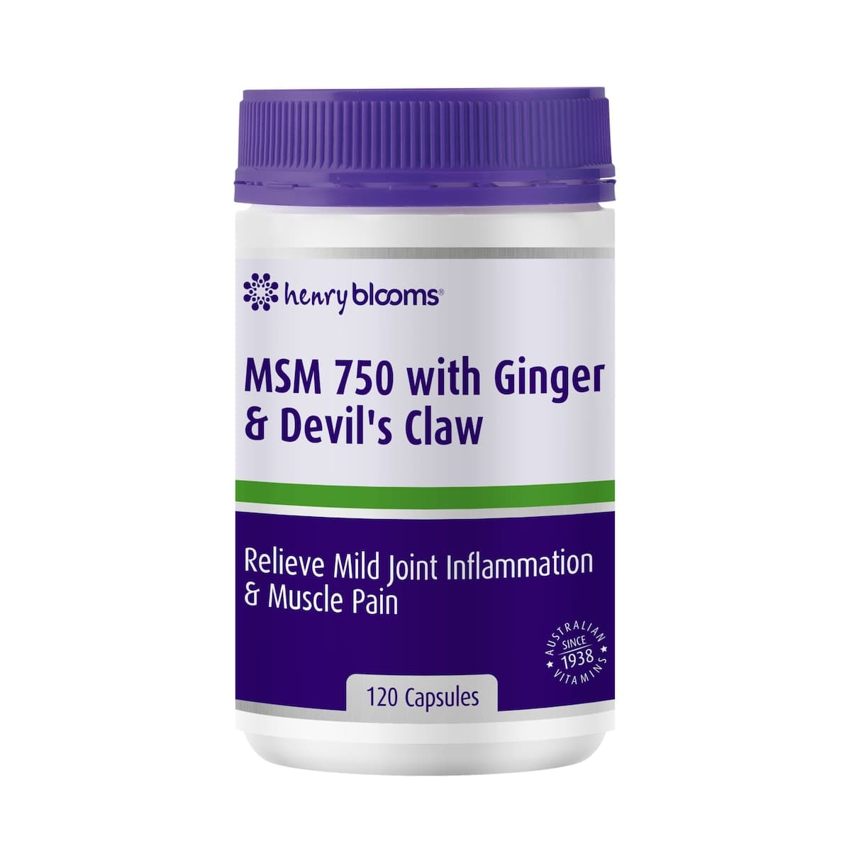 Thumbnail Henry Blooms MSM 750 with Ginger & Devils Claw 120 capsules