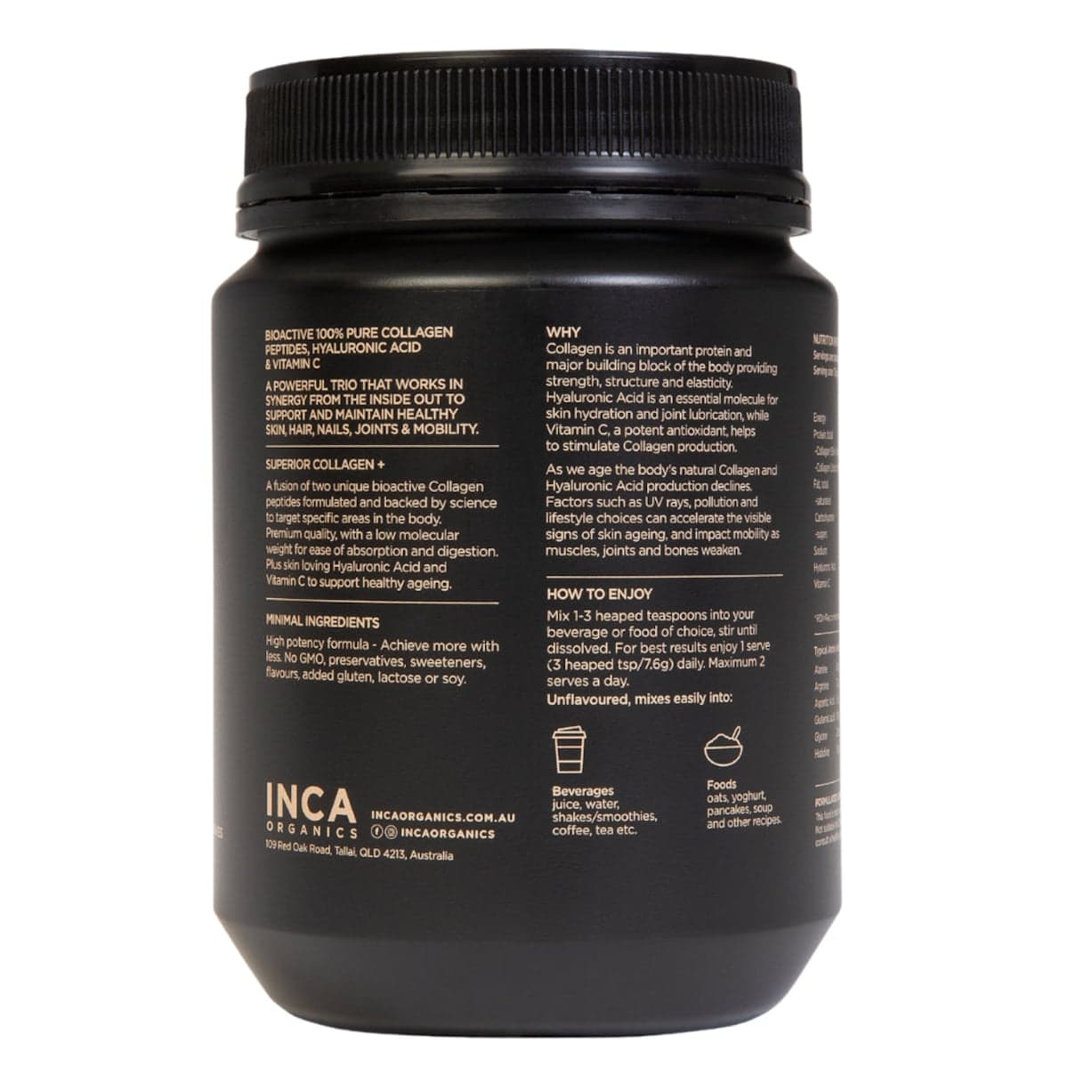 Thumbnail Inca Organics Bioactive Collagen Peptides + Hyaluronic Acid + Vitamin C 230g