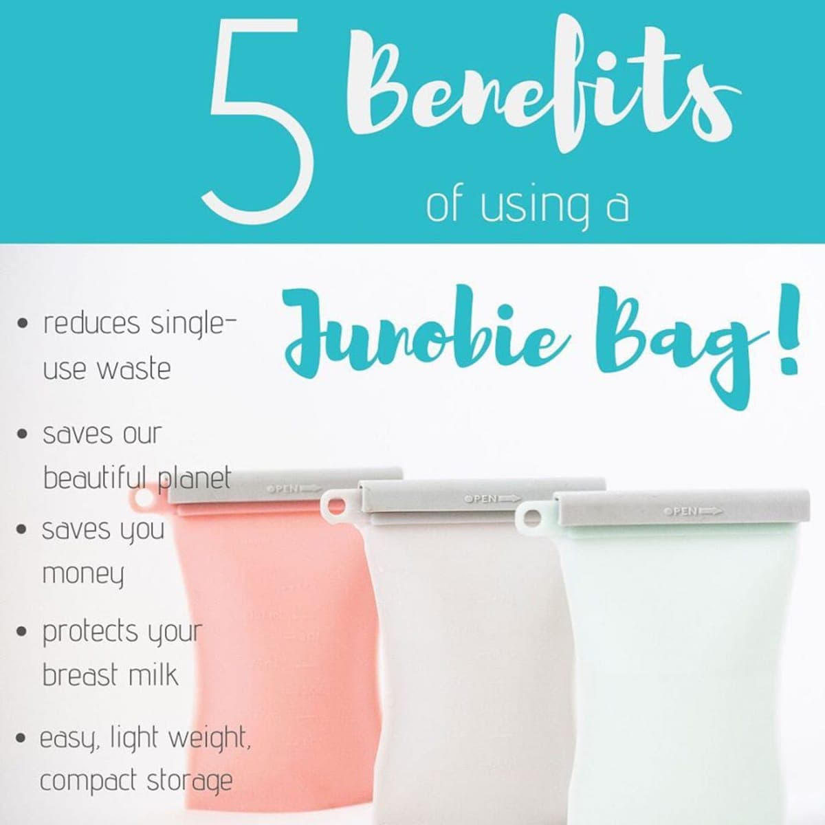 Thumbnail Junobie Reusable Silicone Breastmilk Storage Bags 4 Pack