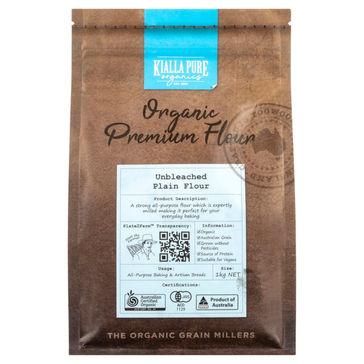 Thumbnail Kialla Organic Unbleached Plain Flour 1kg
