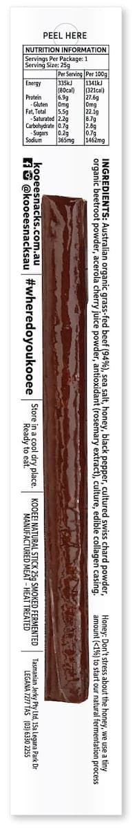 Thumbnail Kooee Organic Grass Fed Beef Stick Sea Salt 25g