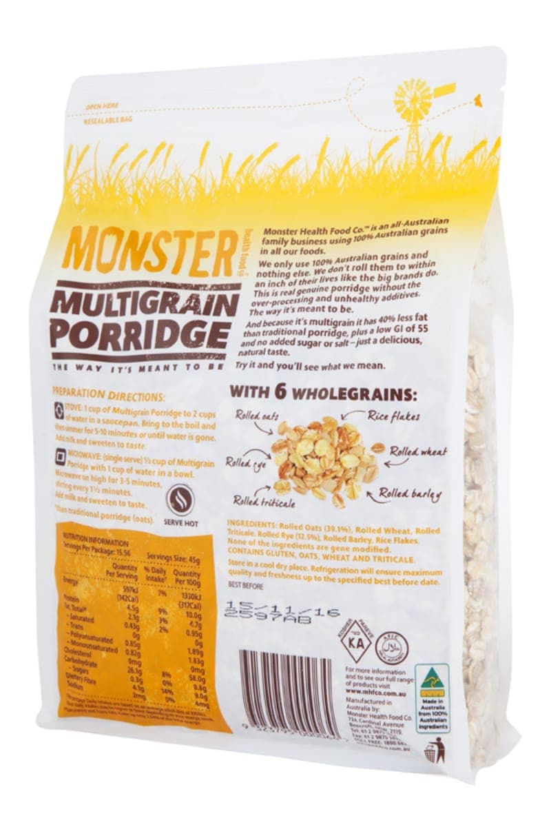 Thumbnail Monster Health Food Co Low GI Multigrain Porridge 700g
