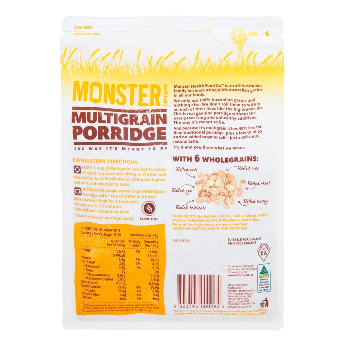 Thumbnail Monster Health Food Co Low GI Multigrain Porridge 700g