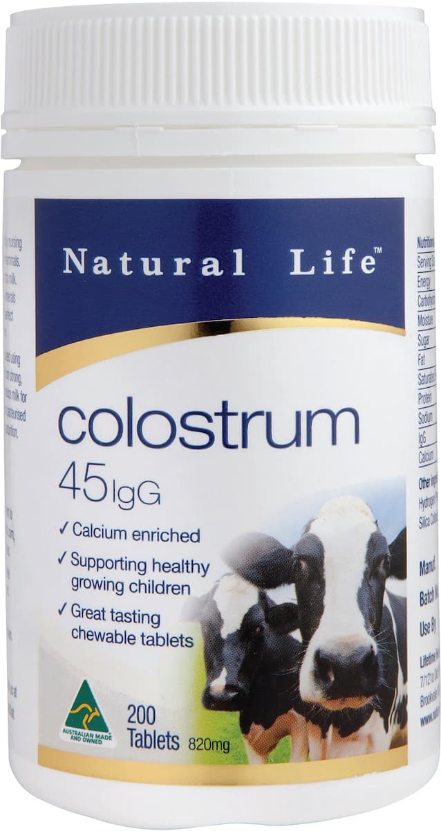 Thumbnail Natural Life Colostrum 45mg IgG 200 chewable tablets
