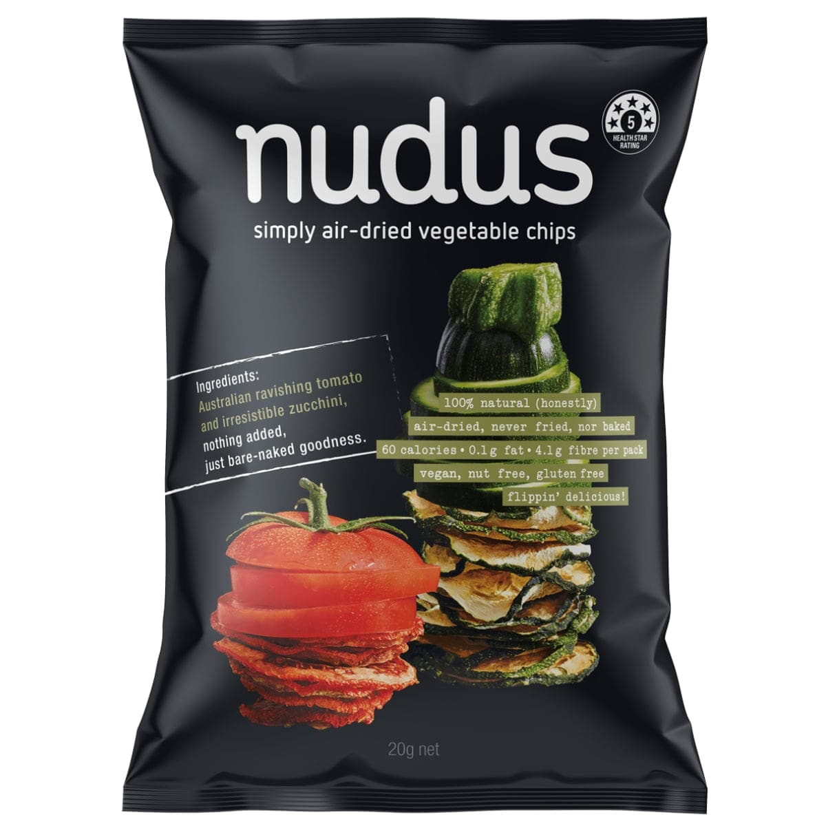 Thumbnail Nudus Air-Dried Tomato & Zucchini Vegetable Chips 20g