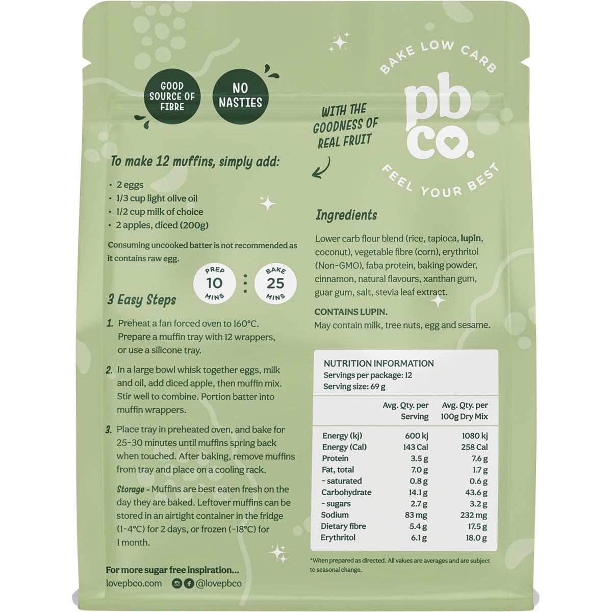Thumbnail Pbco. Apple Cinnamon Muffin Mix 340g