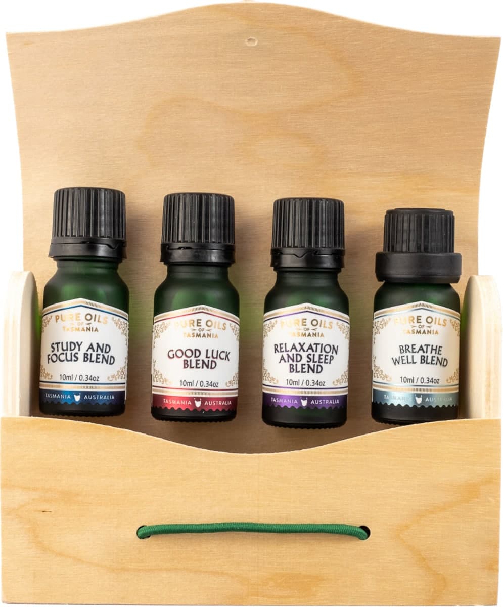 Thumbnail Pure Oils of Tasmania Focus Study Calm and Good Luck Set of four oils 40ml