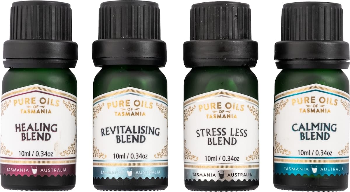 Thumbnail Pure Oils of Tasmania Stress Less Calm Heal & Revive Set of four oils 40ml