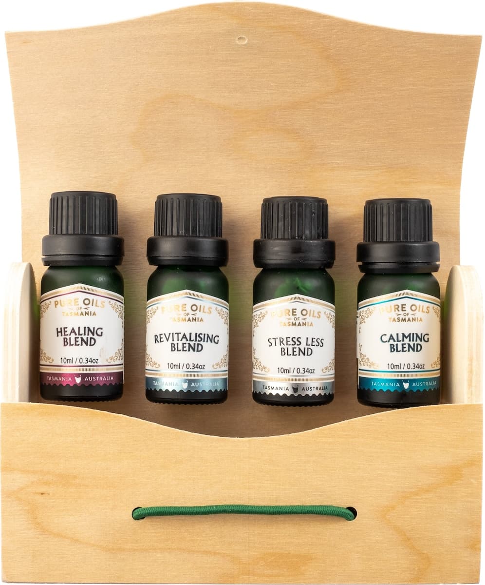 Thumbnail Pure Oils of Tasmania Stress Less Calm Heal & Revive Set of four oils 40ml