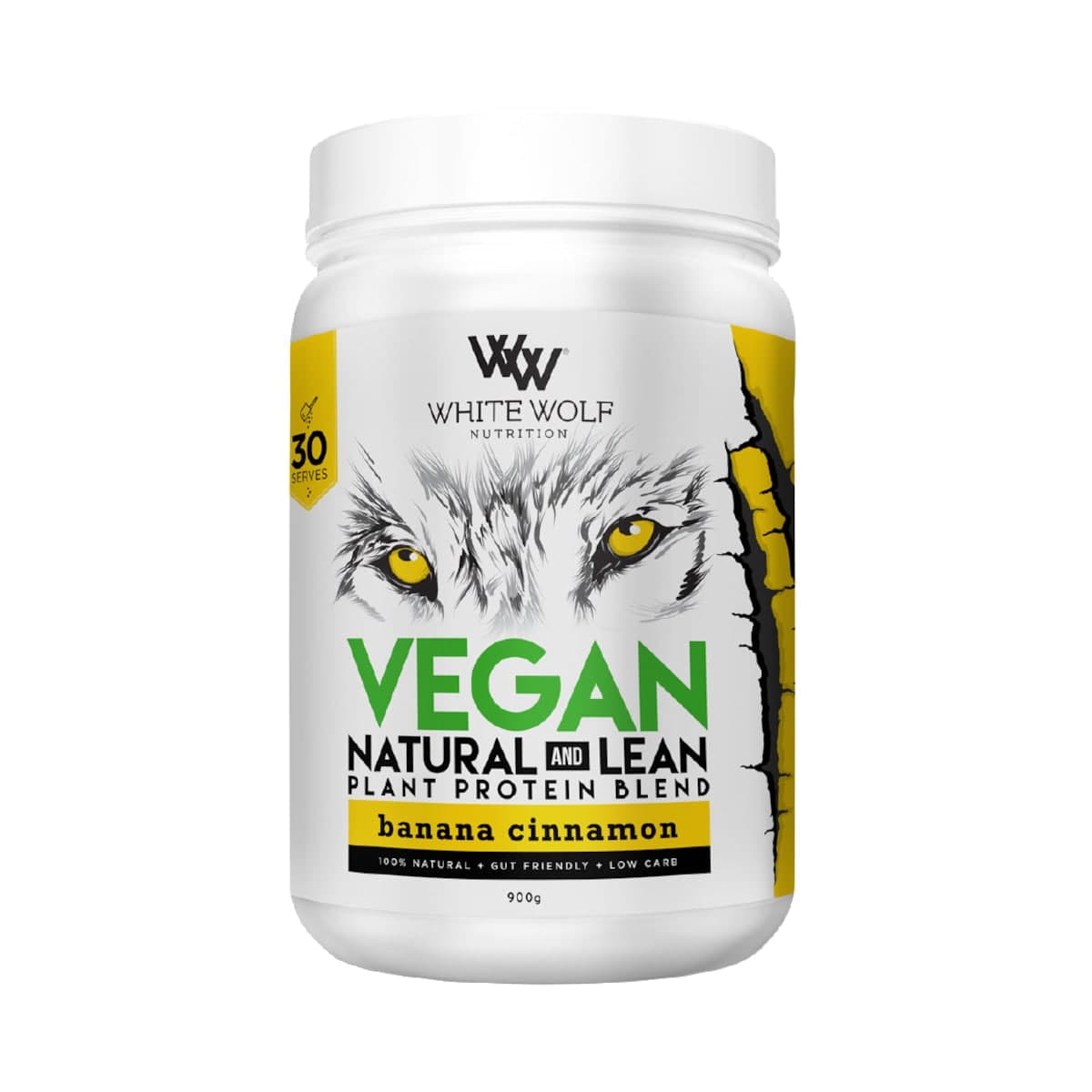 Thumbnail White Wolf Nutrition Vegan Natural+Lean Protein Banana Cinnamon 900g