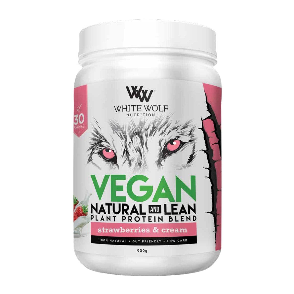 Thumbnail White Wolf Nutrition Vegan Natural+Lean Protein Strawberries & Cream 900g