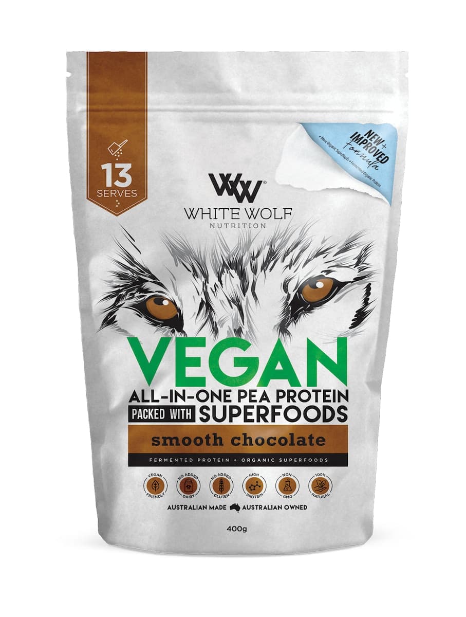 Thumbnail White Wolf Nutrition Vegan Protein With Superfoods Smooth Chocolate 400g