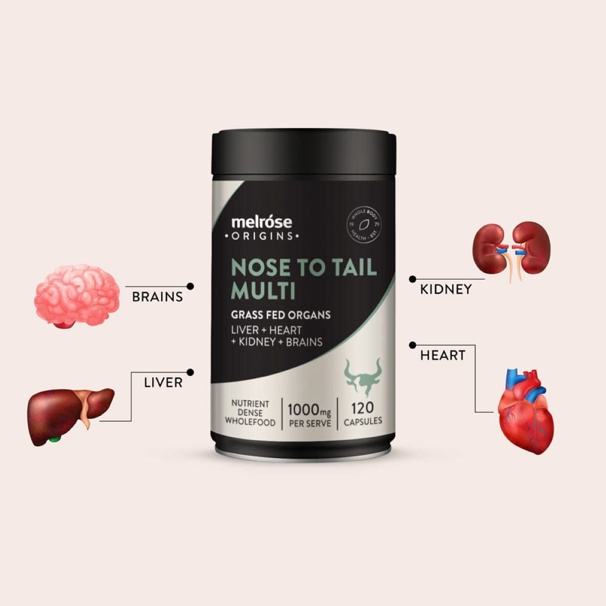 Thumbnail Melrose Origins Organ Meat Nose To Tail Multi 120 Capsules