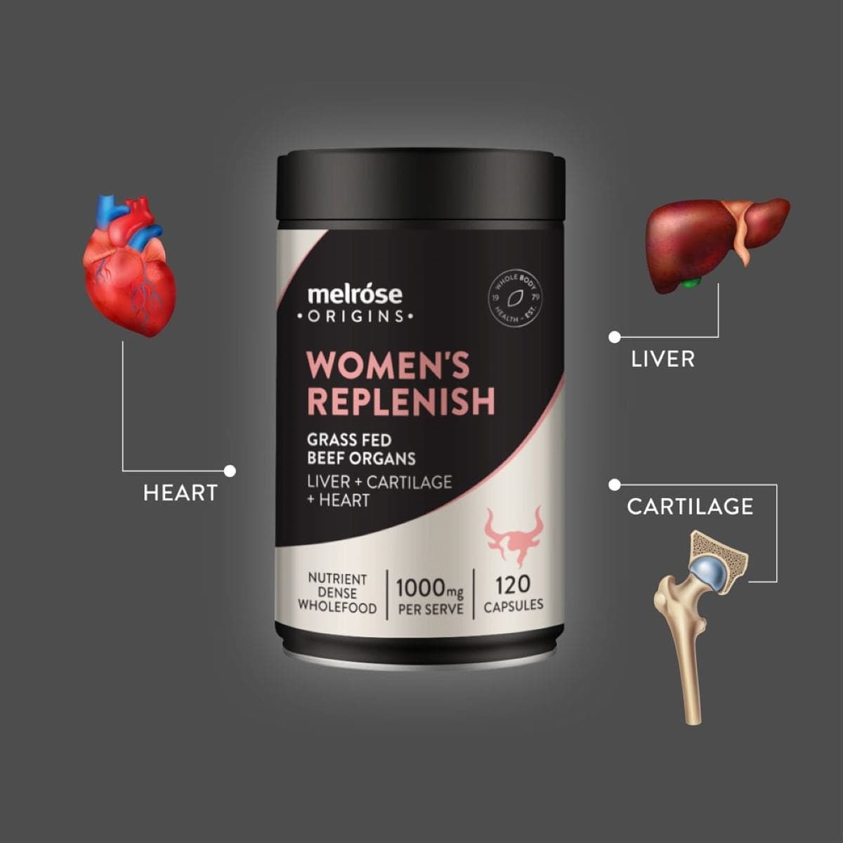 Thumbnail Melrose Origins Organ Meat Women's Replenish 120 Capsules