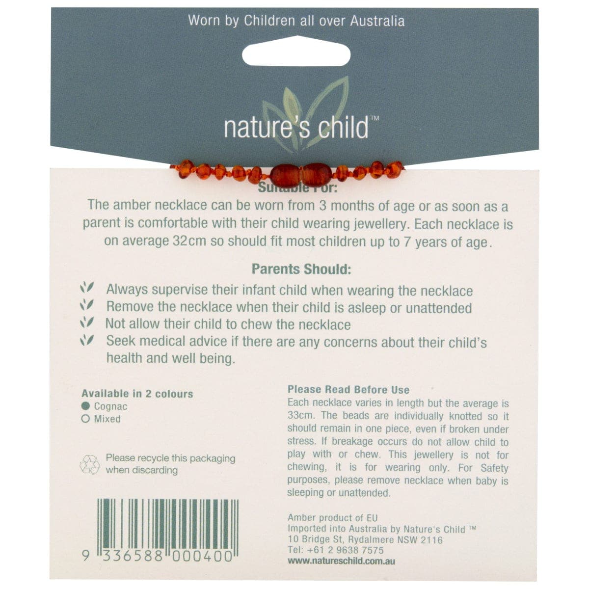 Thumbnail Nature's Child Amber Baby Necklace Mixed Colours