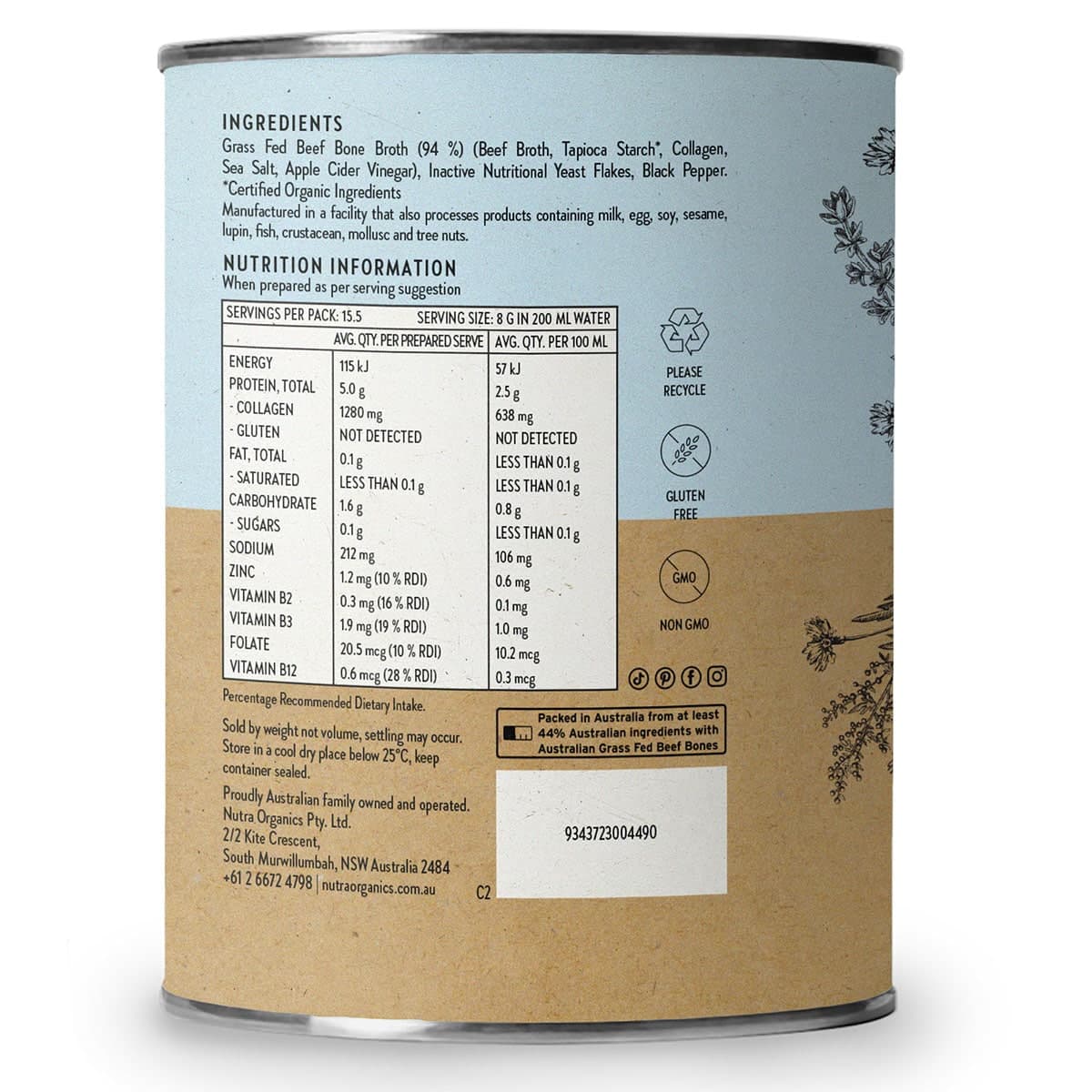 Thumbnail Nutra Naturals Beef Bone Broth Powder Hearty Original 125g