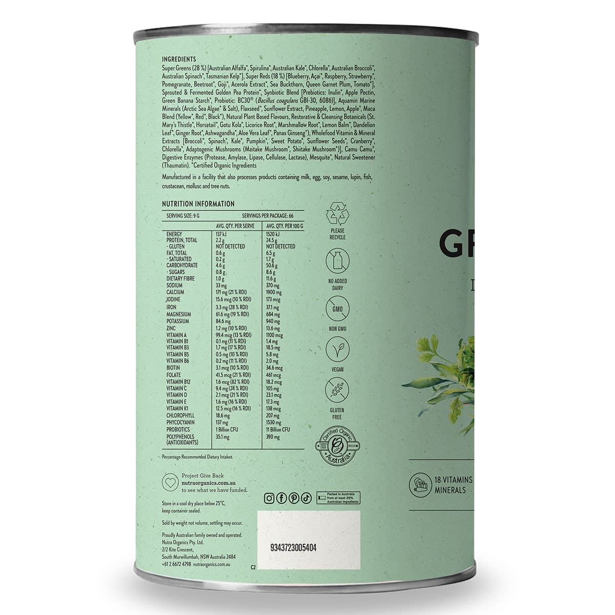 Thumbnail Nutra Naturals Super Greens + Reds Powder 600g