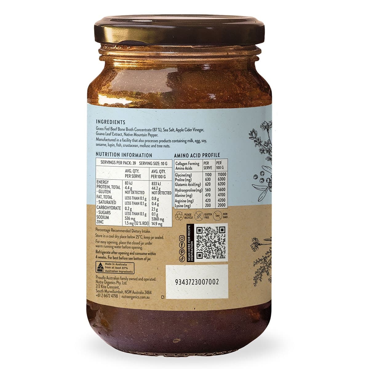 Thumbnail Nutra Organics Beef Bone Broth Concentrate Natural Beef 390g