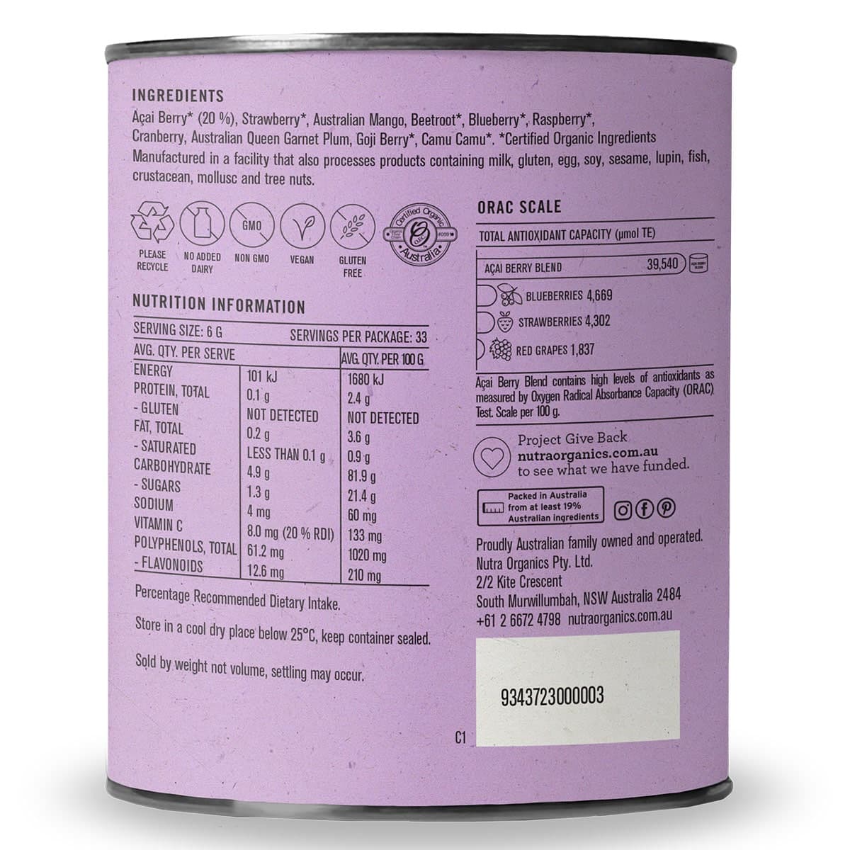 Thumbnail Nutra Naturals Acai Berry Blend 200g