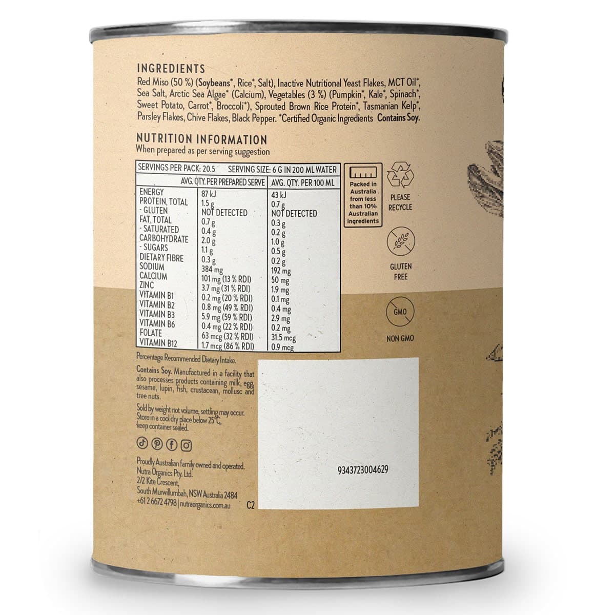 Thumbnail Nutra Naturals Vegetable Broth Powder Miso Ramen 125g