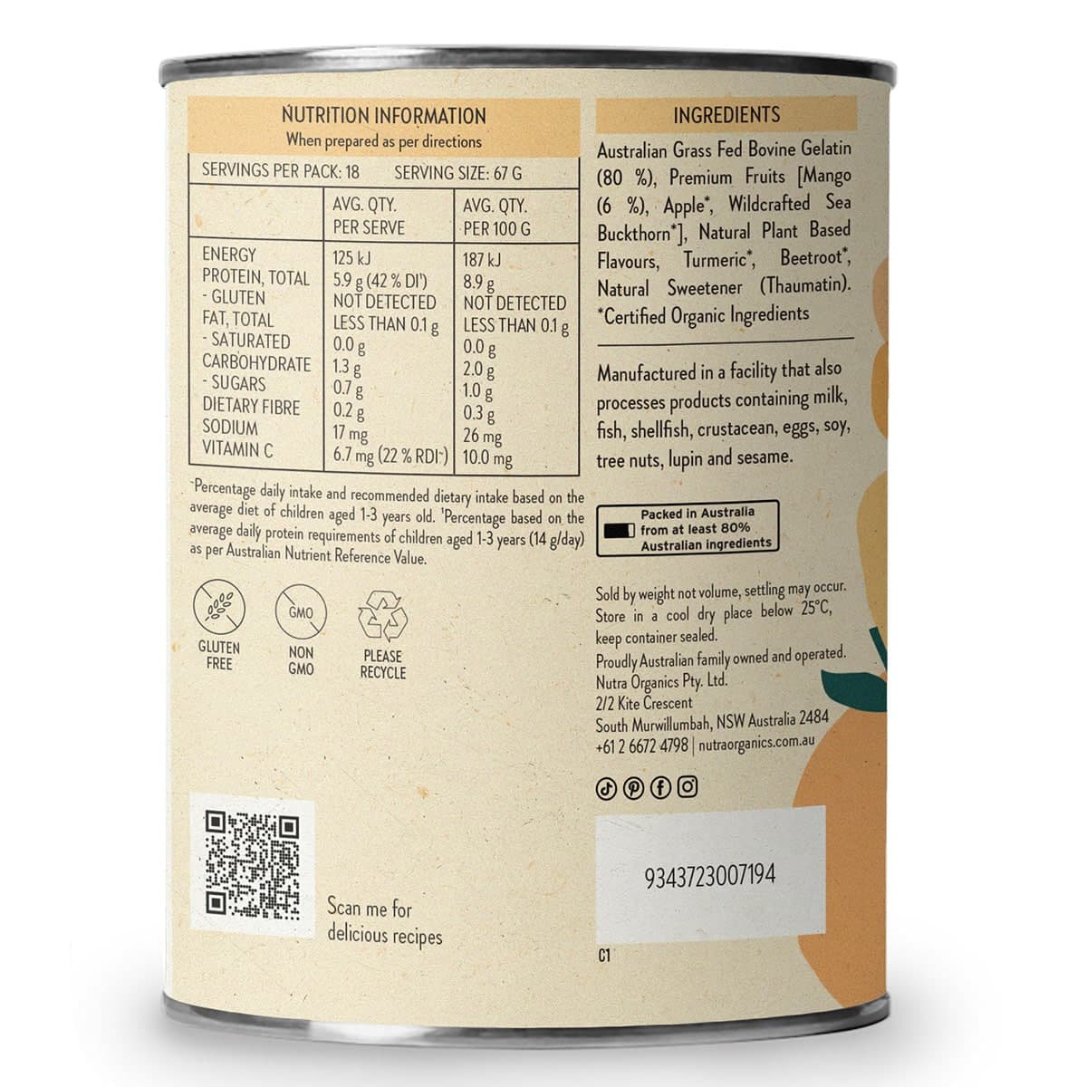 Thumbnail Nutra Naturals Gutsy Gummies Mango 150g