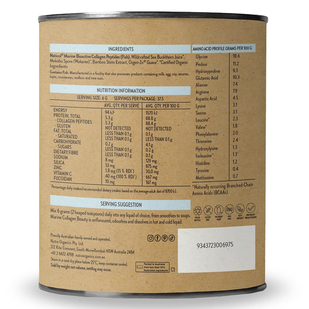 Thumbnail Nutra Naturals Marine Collagen Beauty 225g