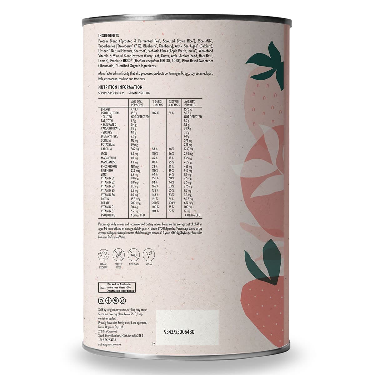 Thumbnail Nutra Naturals Thriving Protein Strawberries & Cream 450g