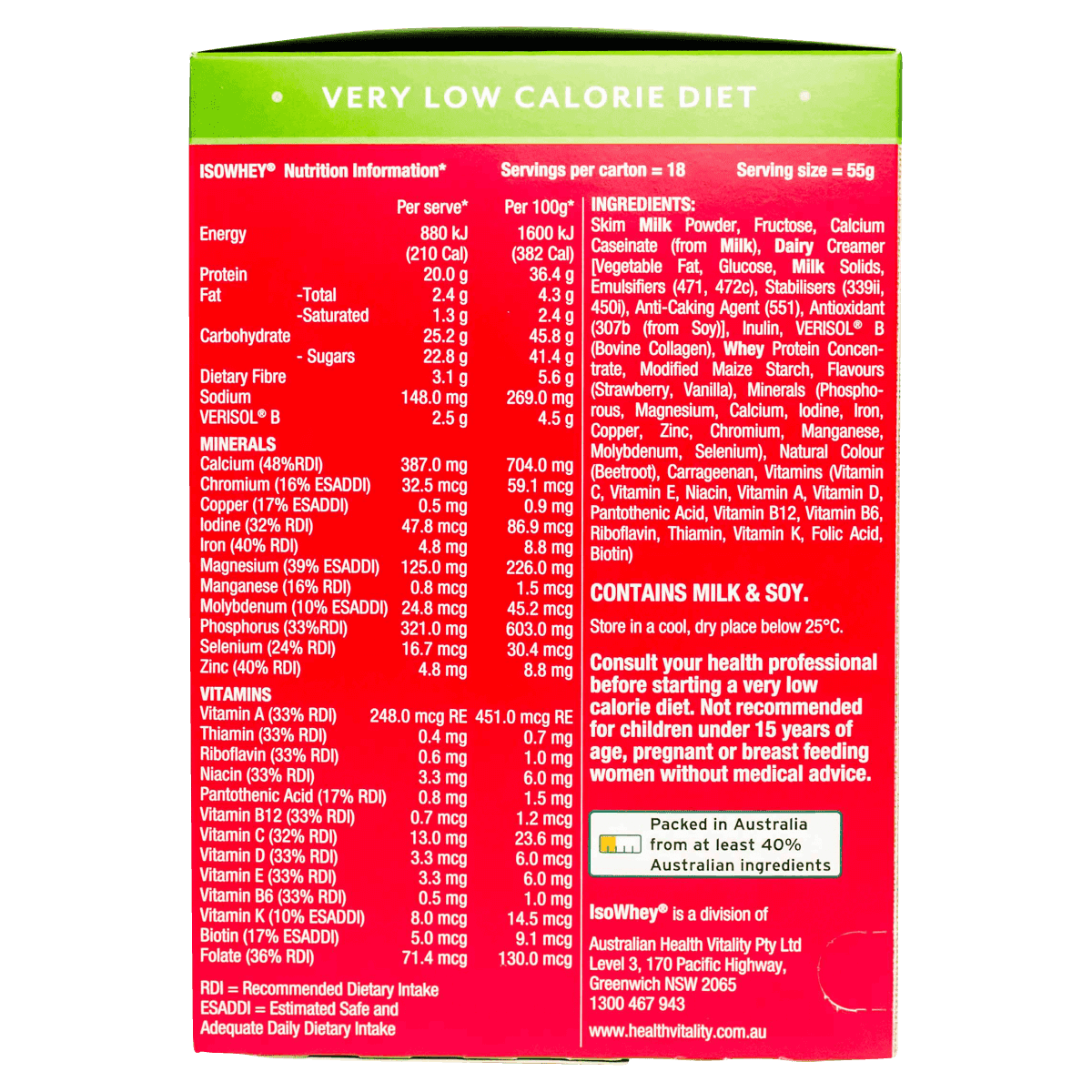 Thumbnail Isowhey Optimum VLCD + Collagen Shake Strawberry & Cream 18 x 55g