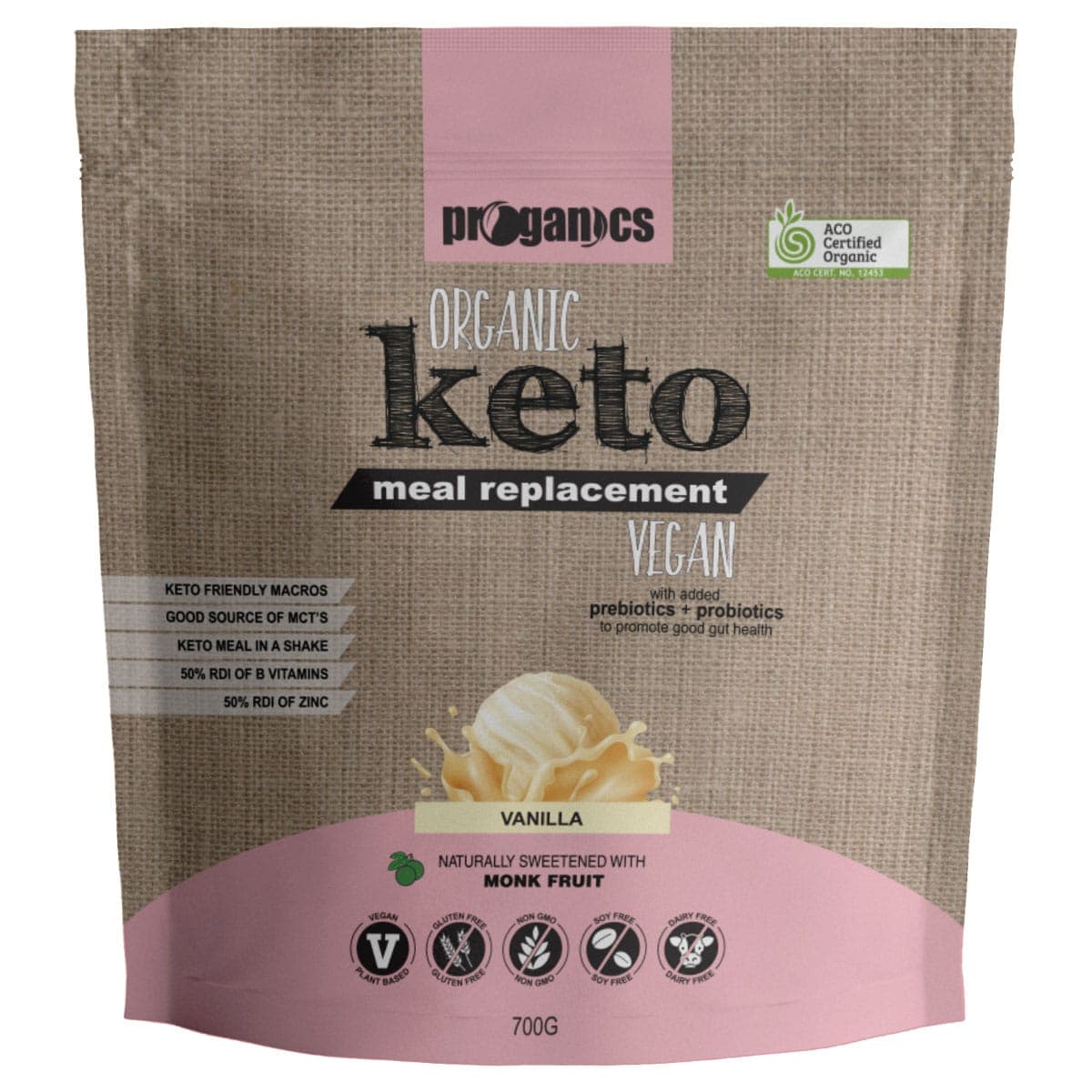 Thumbnail Proganics Organic Keto Meal Replacement - Vanilla 700g