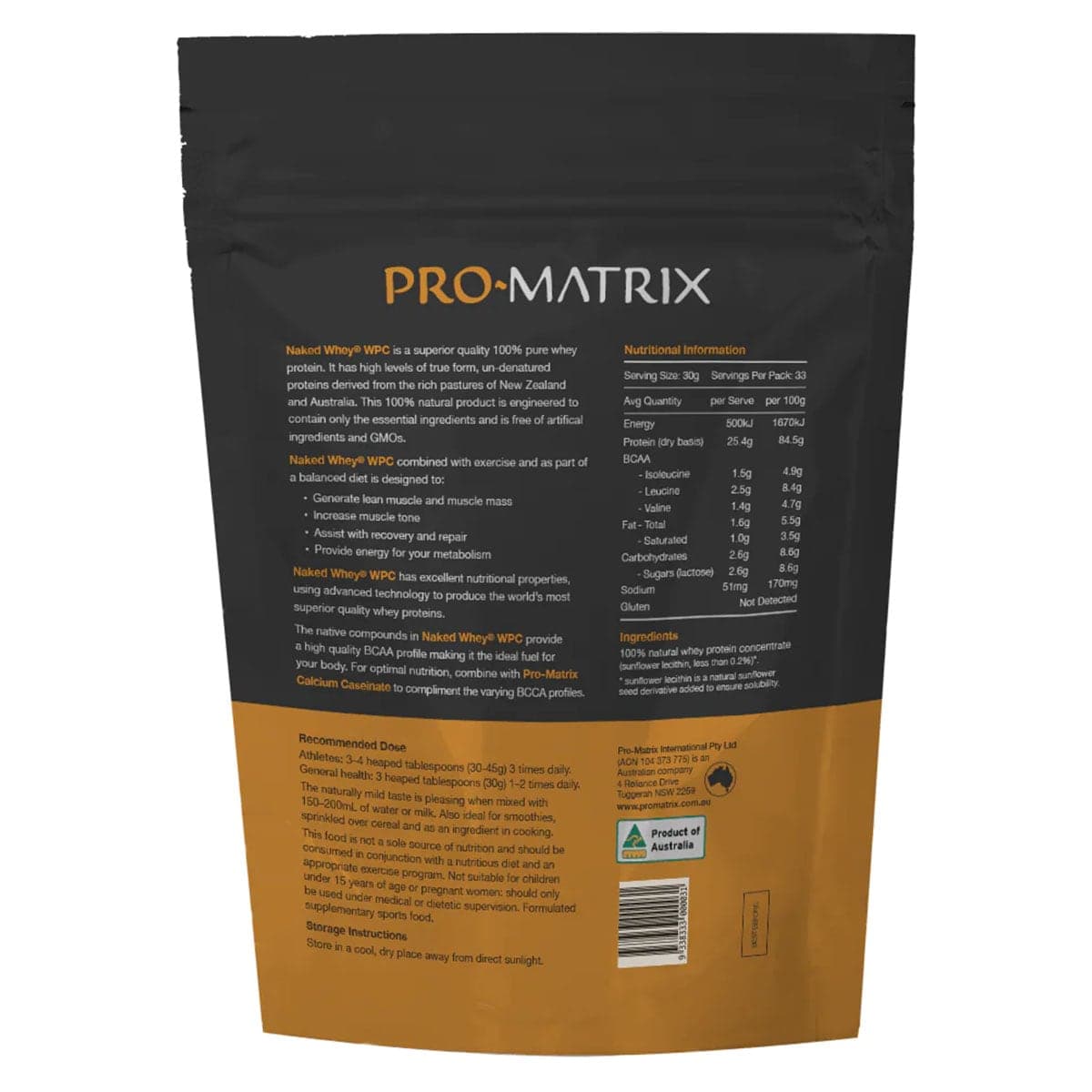 Thumbnail Pro Matrix Naked Whey Protein Concentrate Unflavoured 1Kg