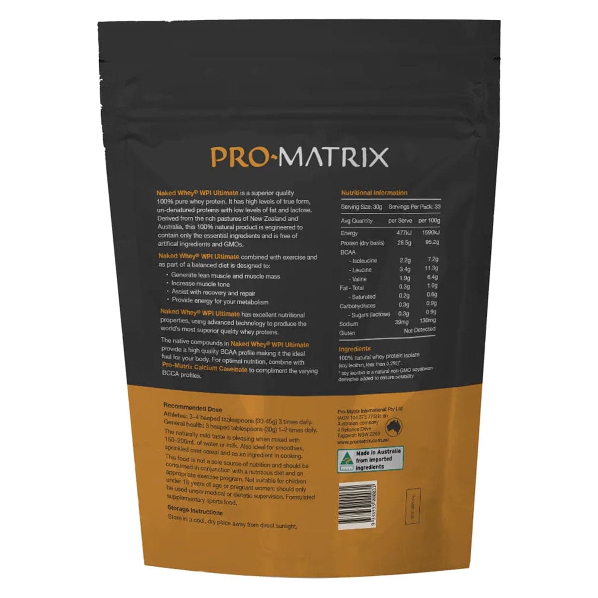 Thumbnail Pro Matrix Naked Whey Protein Isolate Unflavoured 1Kg