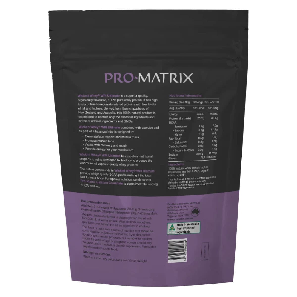 Thumbnail Pro Matrix Naked Whey Protein Isolate Chocolate 1Kg