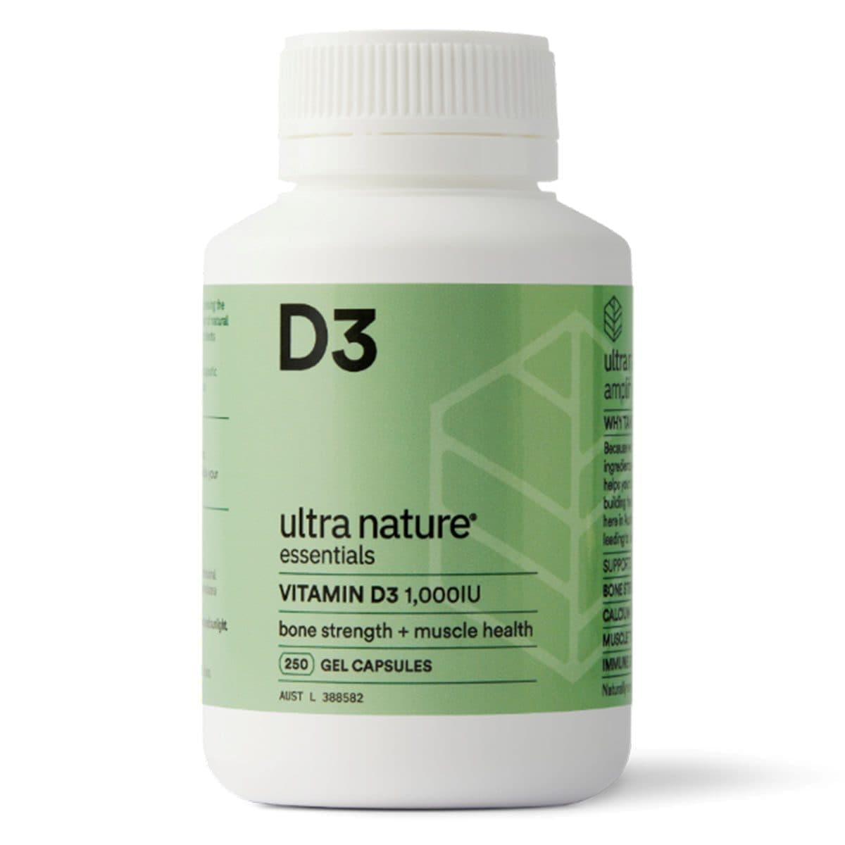 Thumbnail Ultra Nature Essentials Vitamin D3 1000IU 250 Gel Capsules