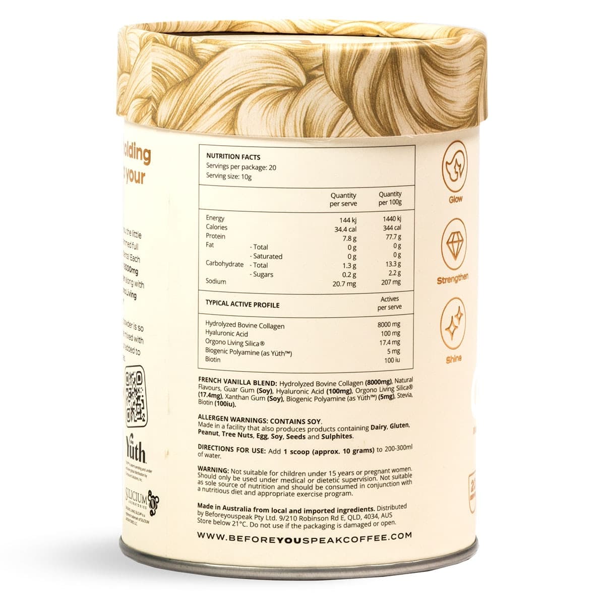 Thumbnail Beforeyouspeak Collagen Complex - French Vanilla 200g
