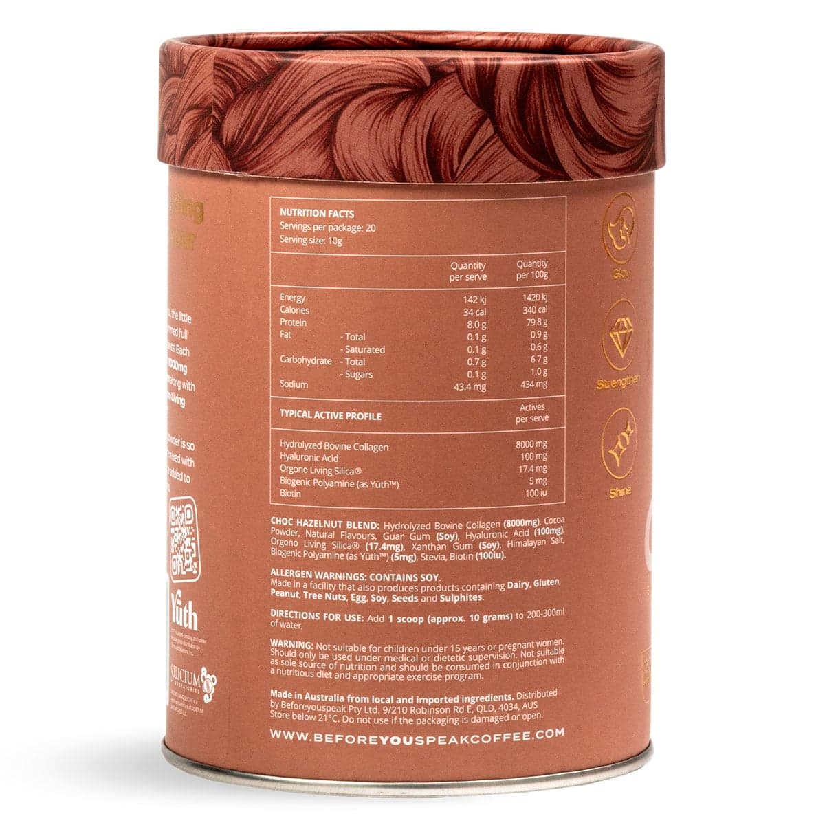 Thumbnail Beforeyouspeak Collagen Complex - Choc Hazelnut 200g