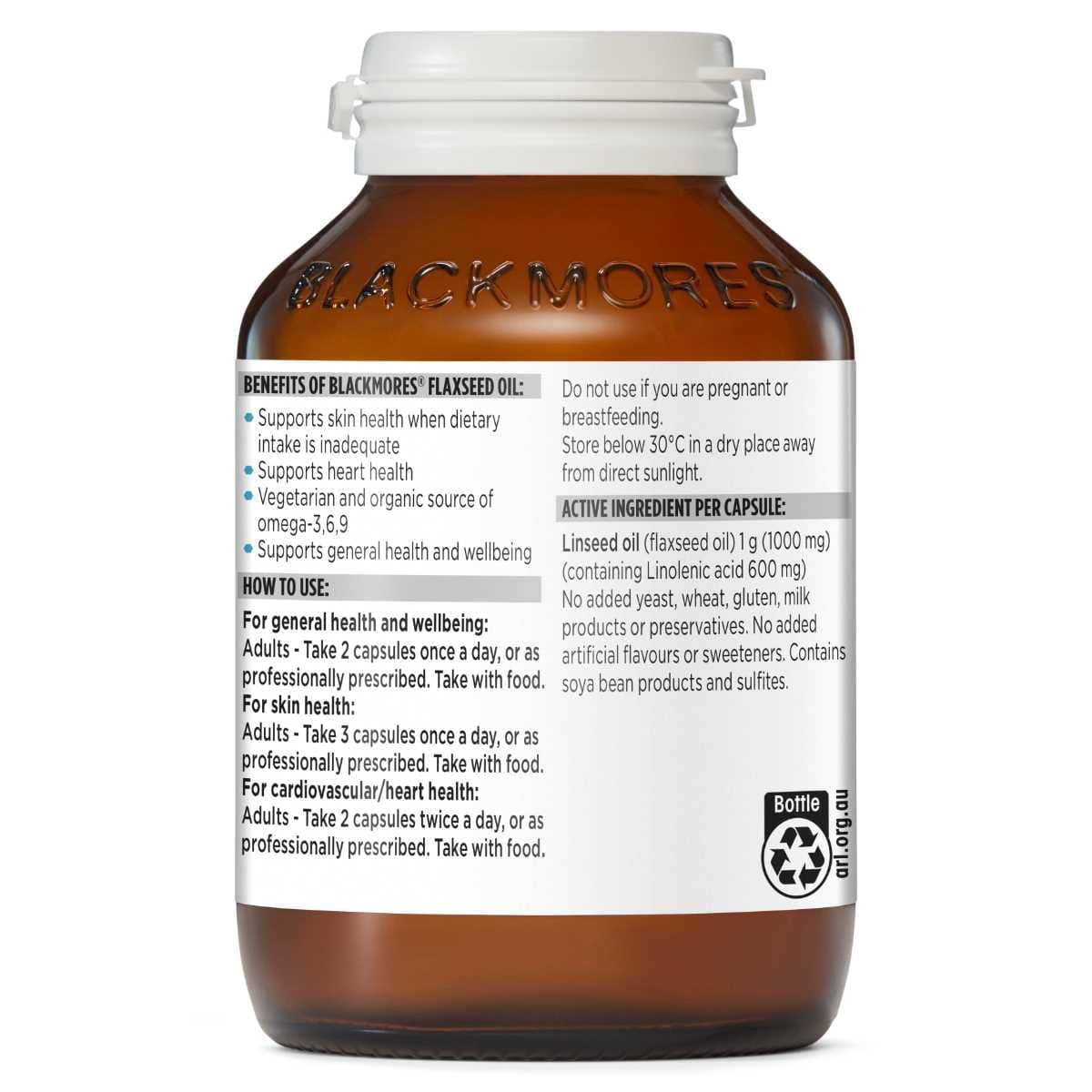 Thumbnail Blackmores Flaxseed Oil 100 Vege Capsules