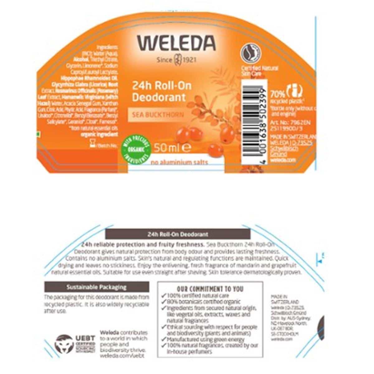Thumbnail Weleda Sea Buckthorn 24h Roll-On Deodorant 50ml