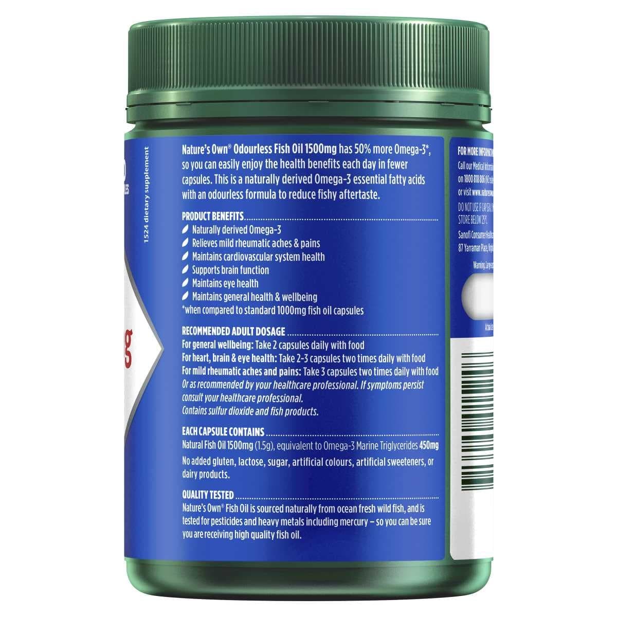 Thumbnail Nature's Own Odourless Fish Oil 1500mg 200 Capsules