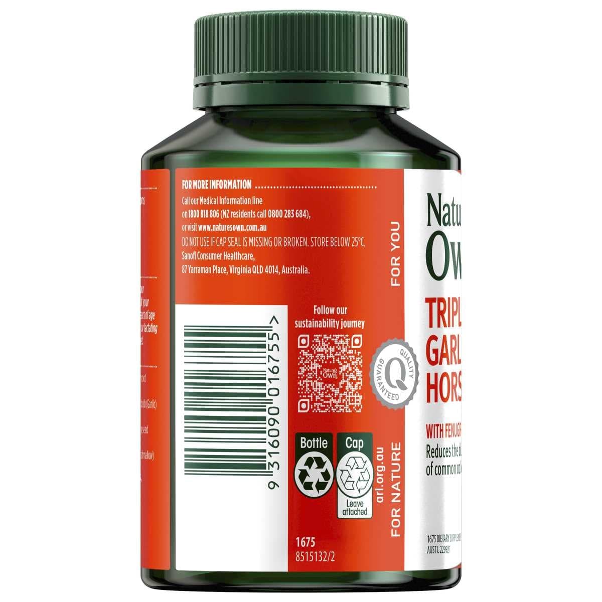 Thumbnail Nature's Own Triple Strength Garlic+C Horseradish 100 Tablets