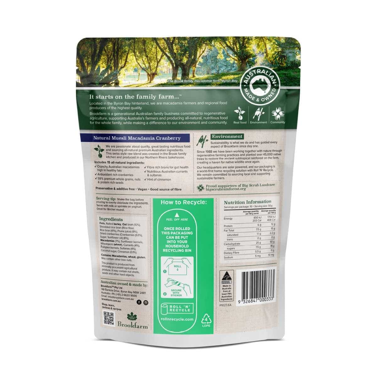 Thumbnail Brookfarm Gluten Free Muesli Macadamia Cranberry 350g