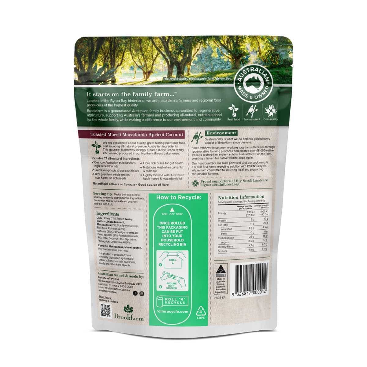 Thumbnail Brookfarm Toasted Muesli Macadamia Apricot & Coconut 500g