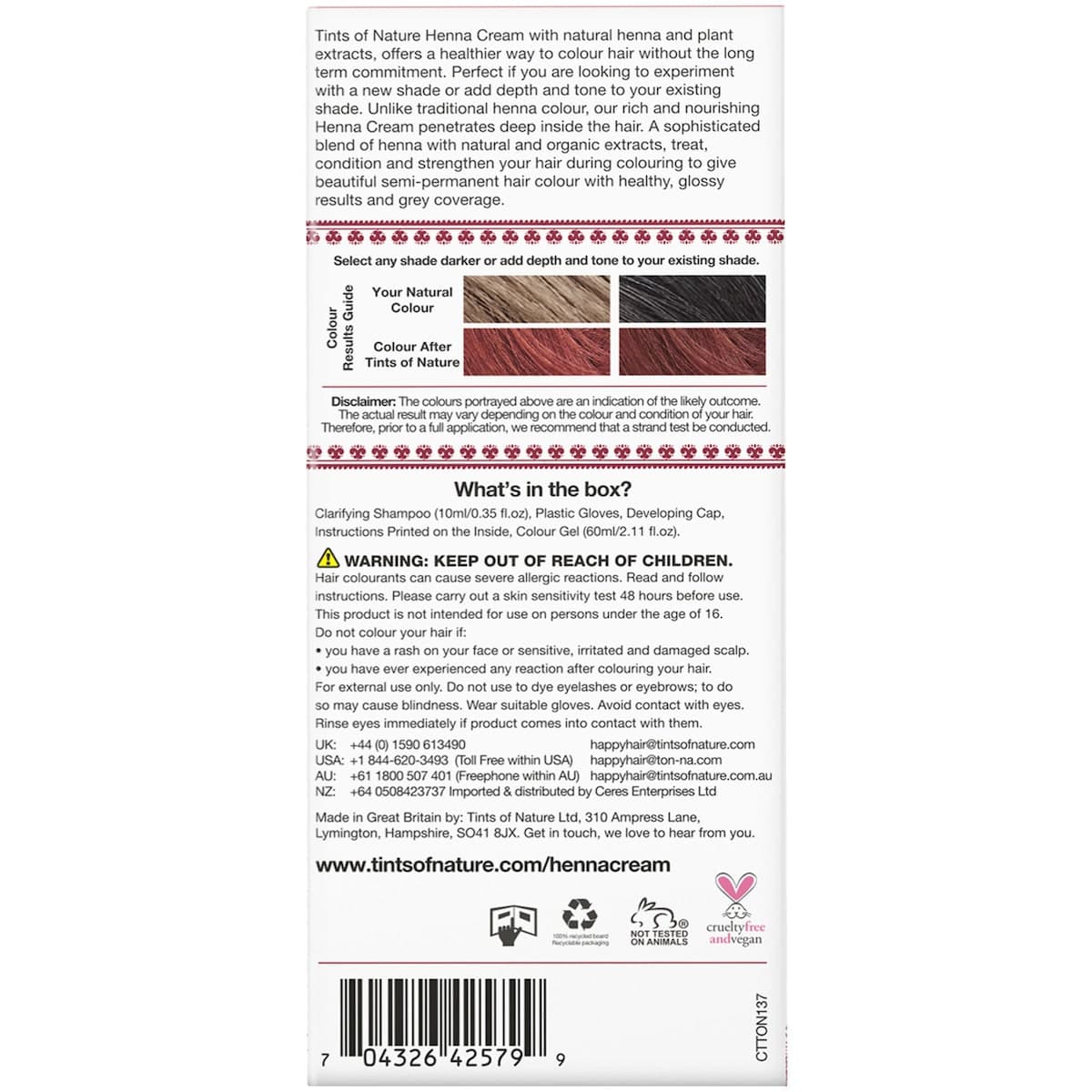 Thumbnail Tints of Nature Henna Cream Red 70ml