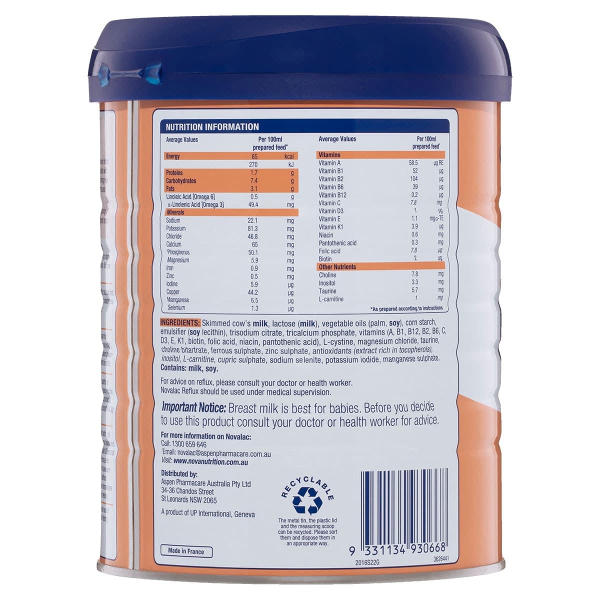 Thumbnail Novalac Anti Reflux Premium Infant Formula 800g
