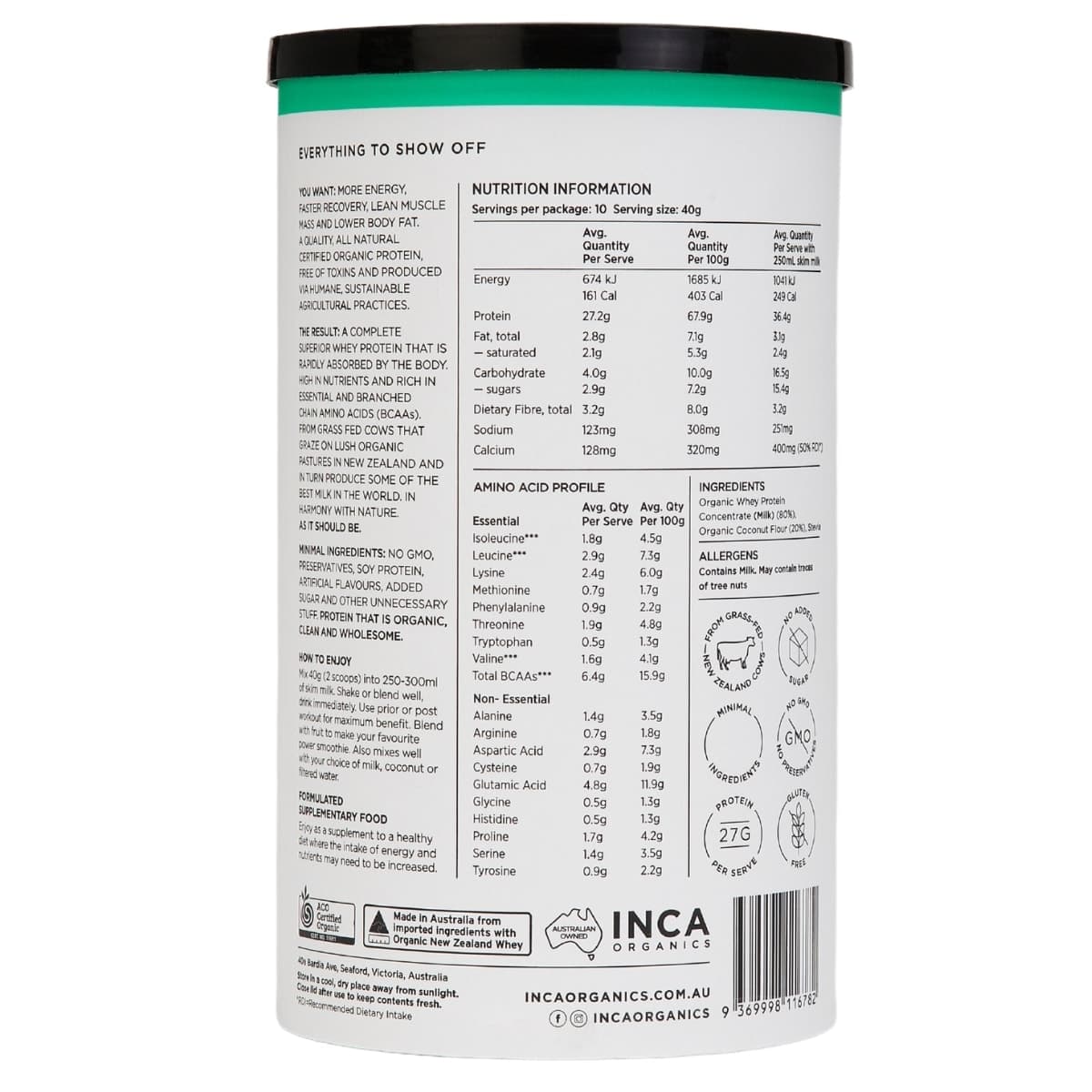 Thumbnail Inca Organics Organic Whey Protein Powder Coconut 400g