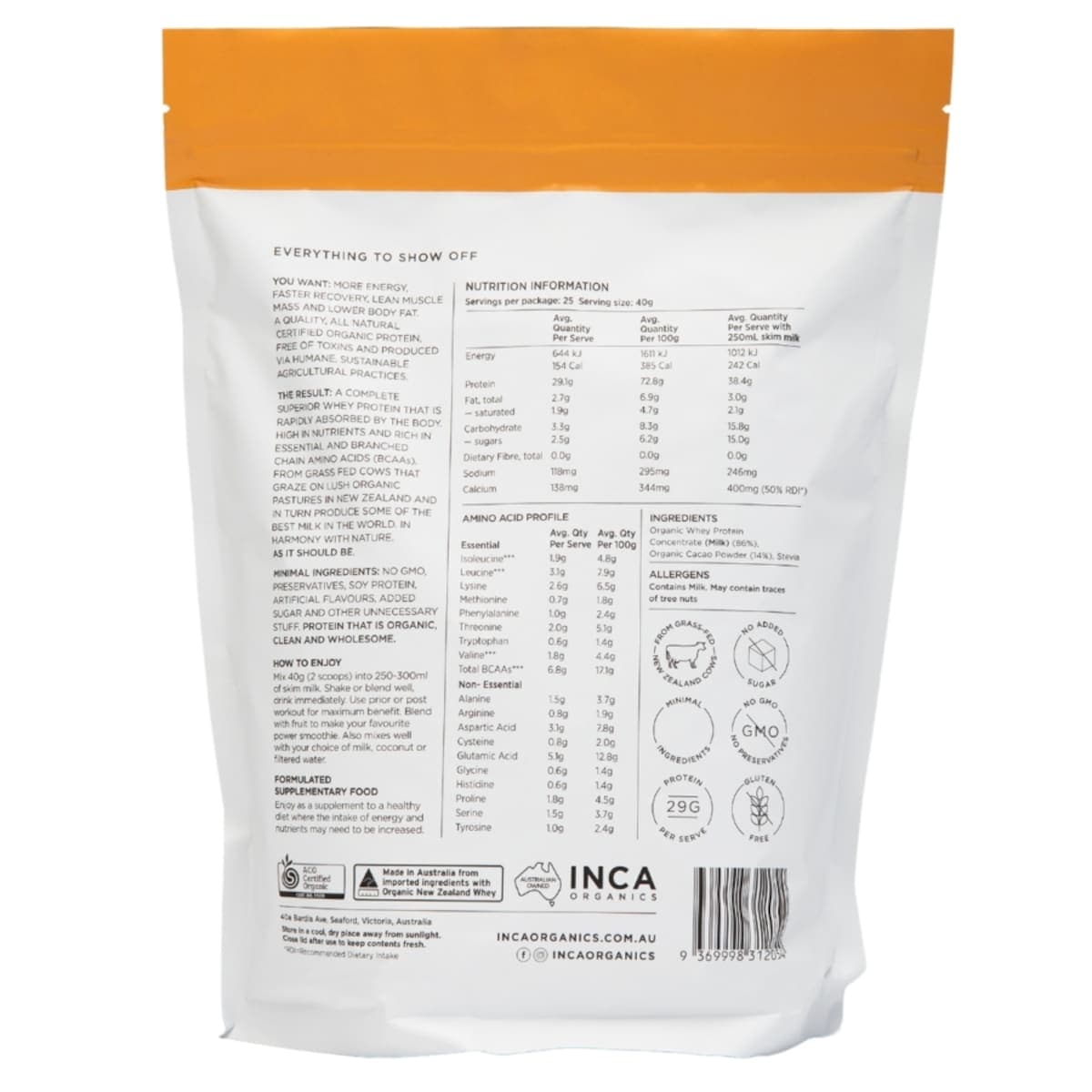 Thumbnail Inca Organics Organic Whey Raw Cacao Protein Powder 1kg