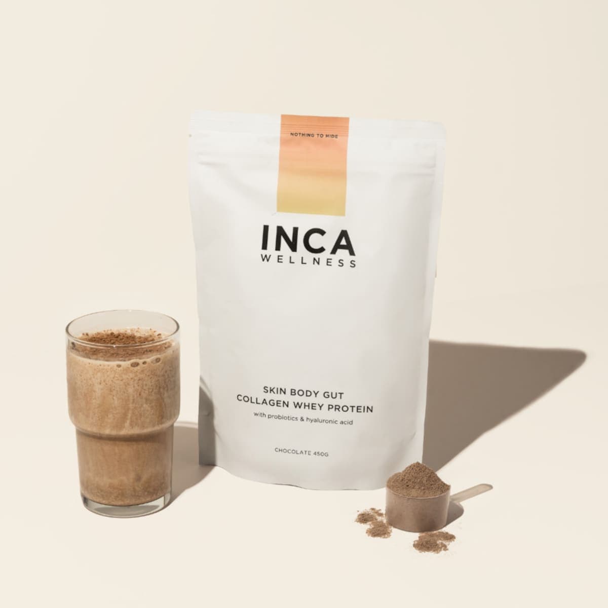 Thumbnail Inca Organics Skin Body Gut Collagen Whey Protein Chocolate 450g