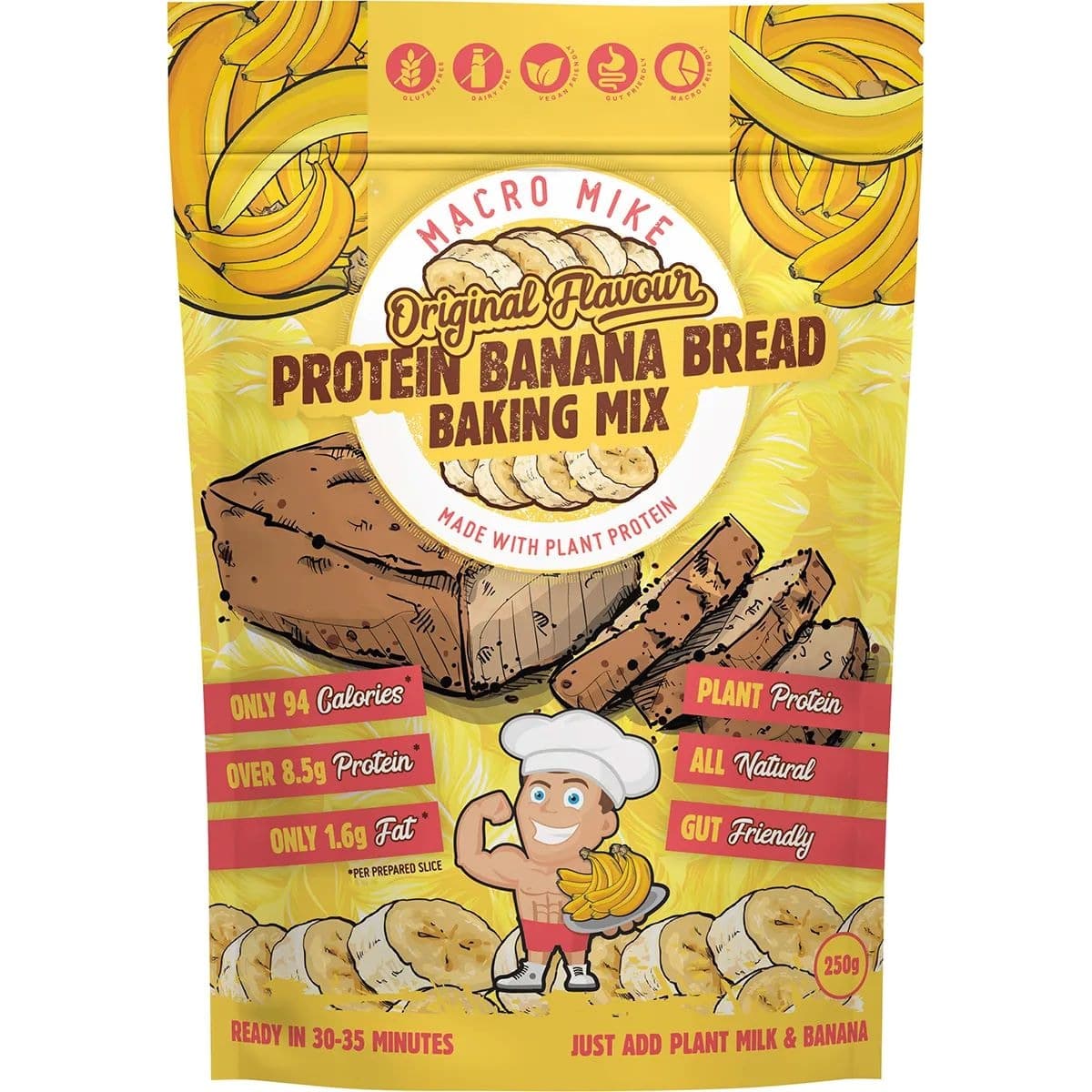 Thumbnail Macro Mike V2 Plant Based Protein Banana Bread Baking Mix 250g
